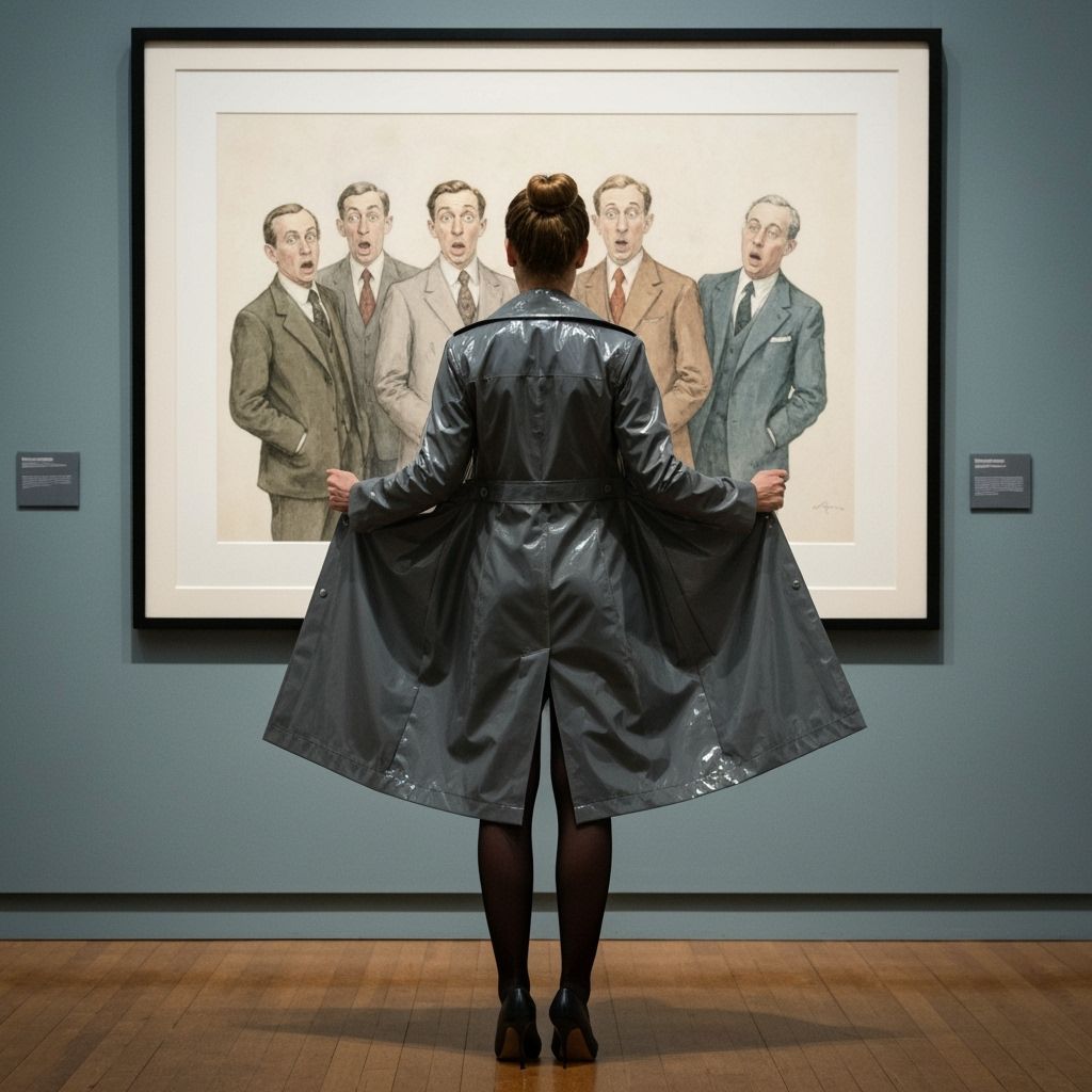 Museum Visitor Unveiling a Watercolor Painting