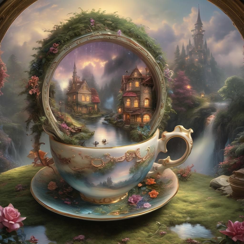 Ethereal Fantasy World Inside a Teacup
