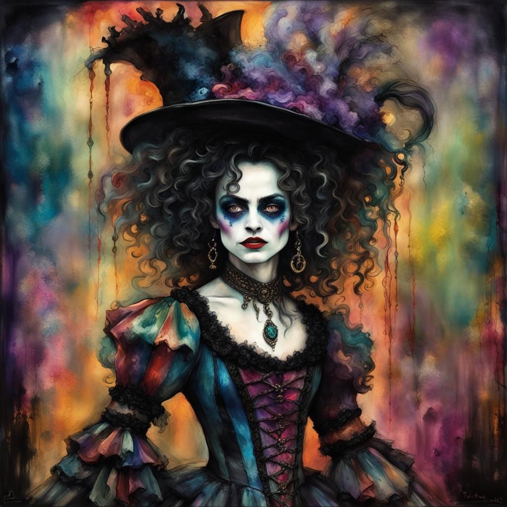 Dark Victorian Harlequin in Eerie Southern Gothic Style