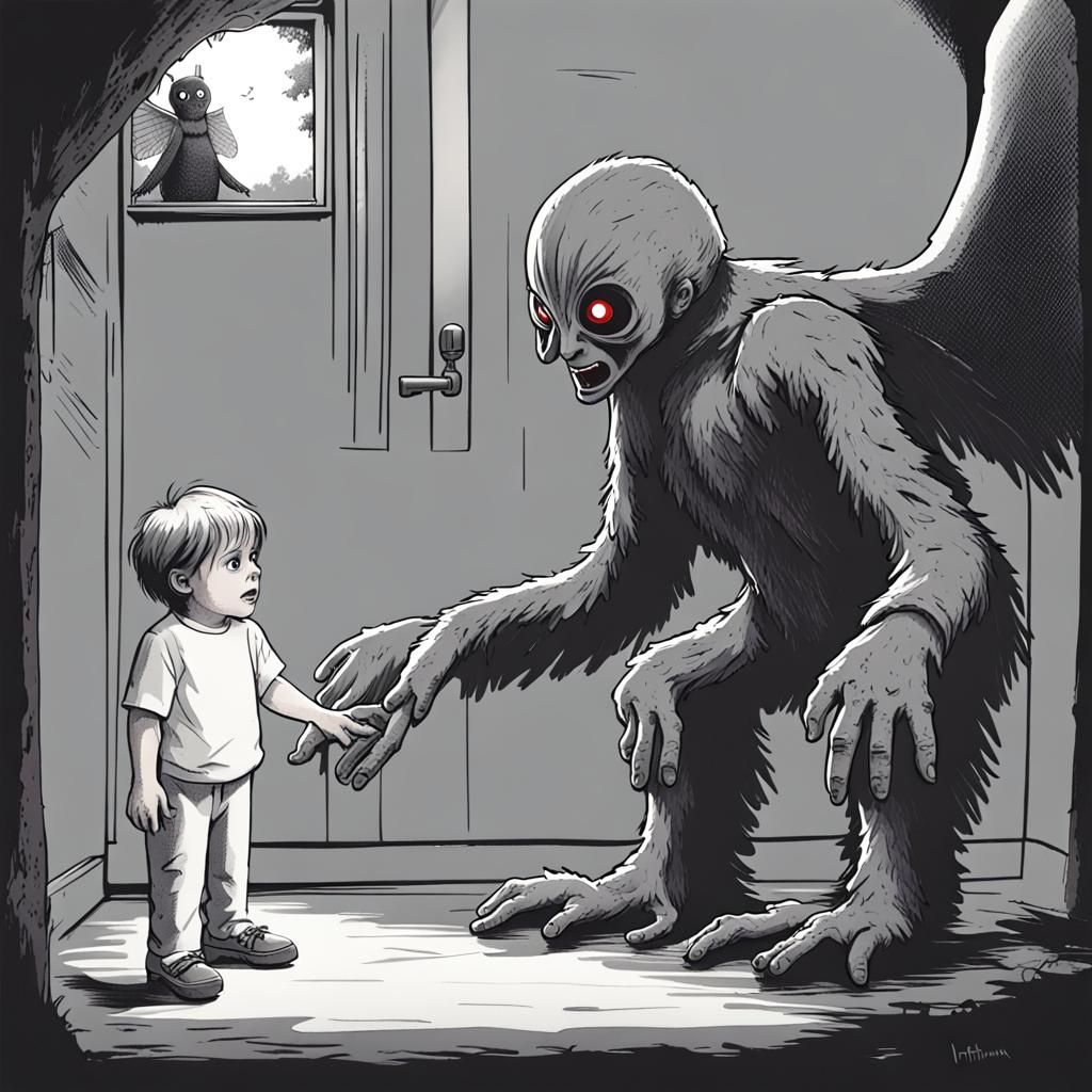 Mothman's Kind Gesture: Offering a Toy to a Child