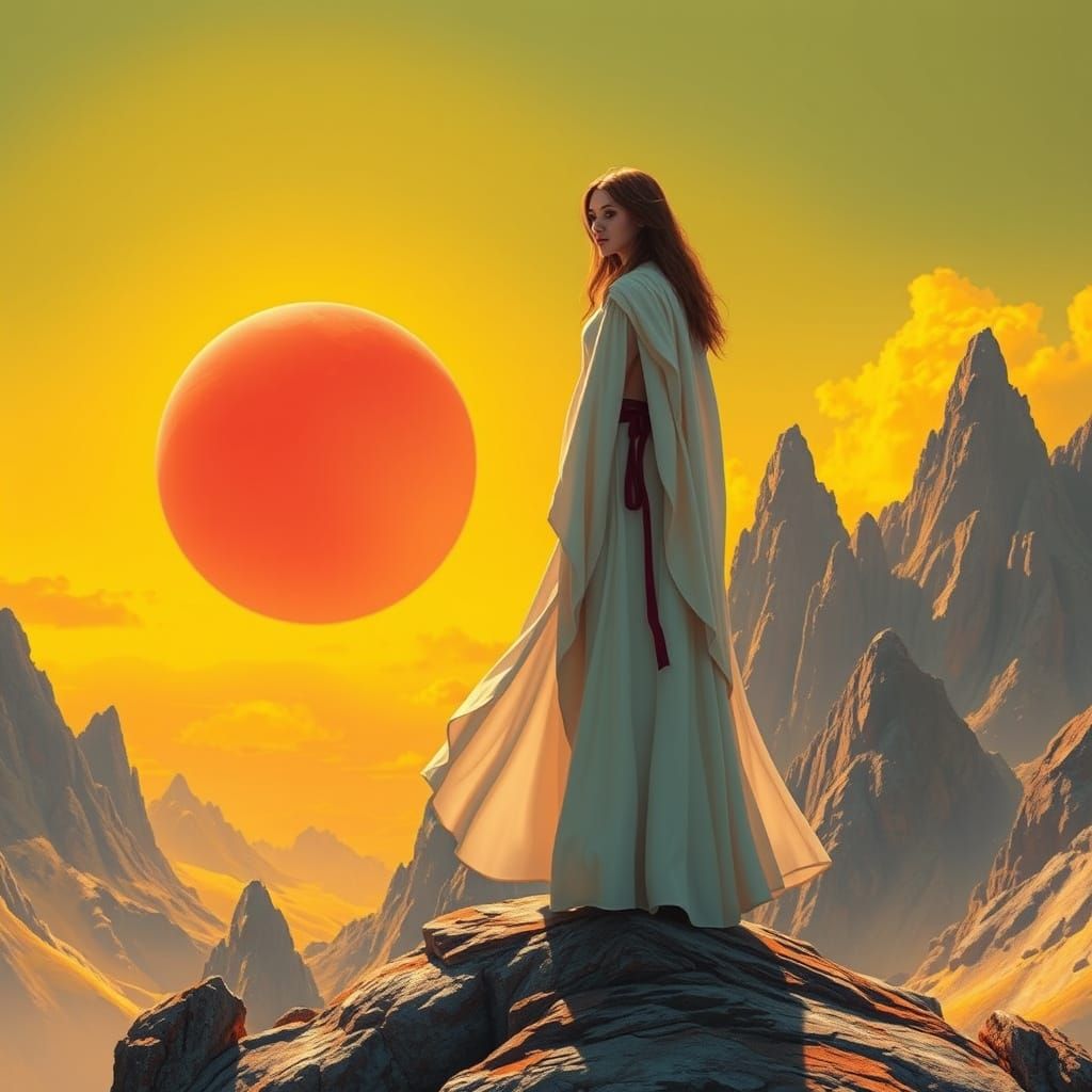 Mystical Wizard in Futuristic Landscape Art