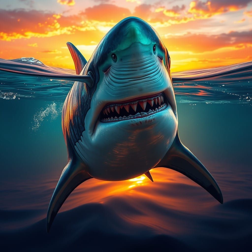 Majestic Shark in Vibrant, Iridescent Hues