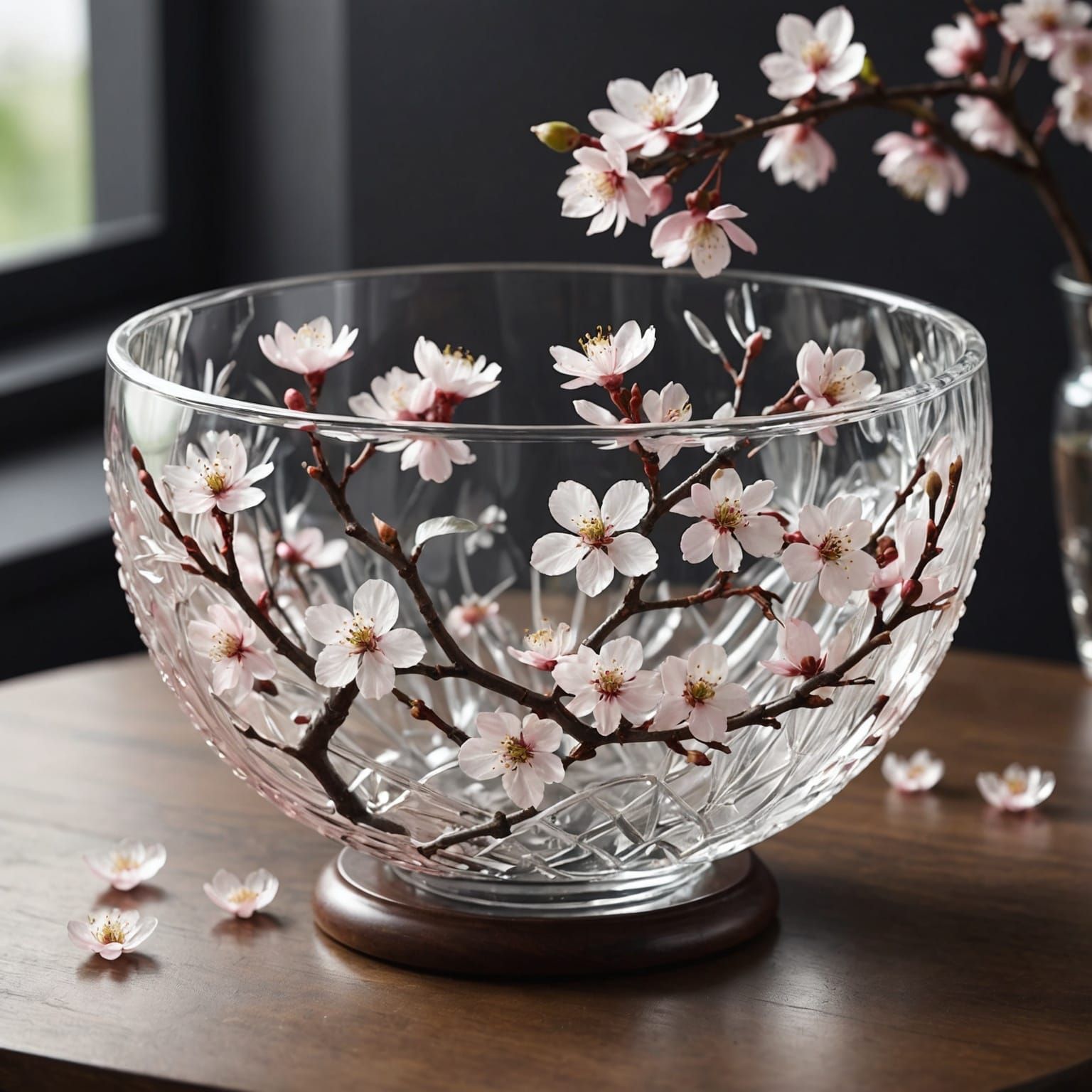 Crystal Bowl of Cherry Blossoms