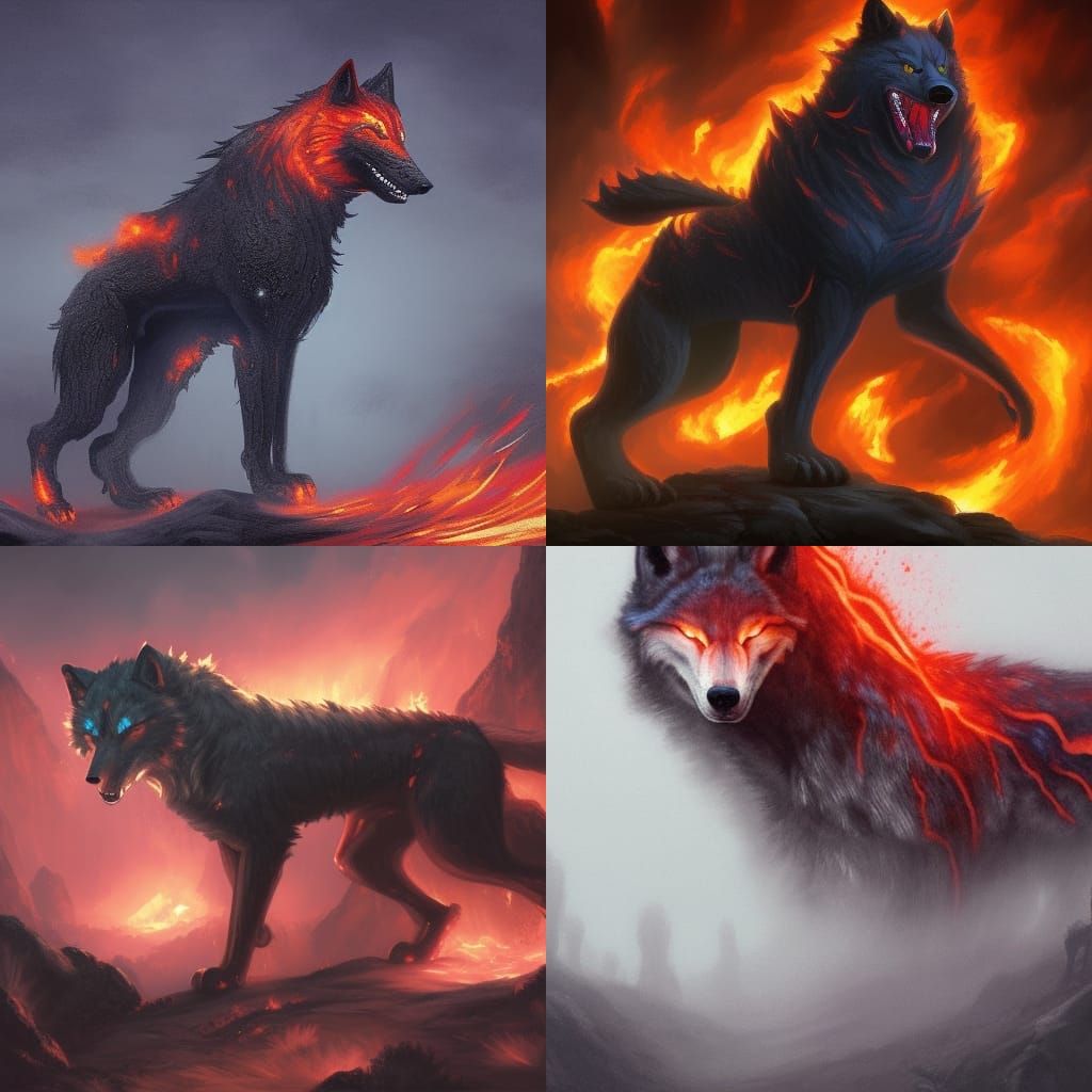 Lava Wolf Dark Fantasy Concept Art