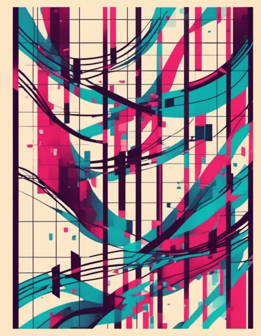 Musical Notes on Sheet Music in Cyberpunk Style
