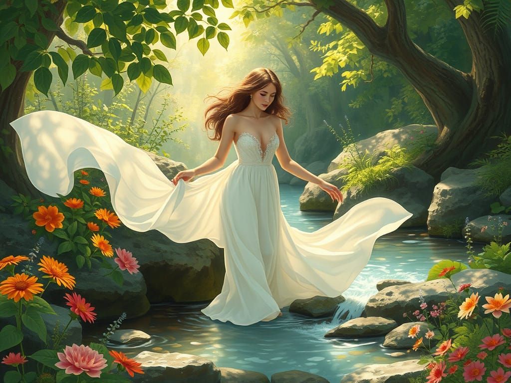 Ethereal Woman in Art Nouveau Fantasy