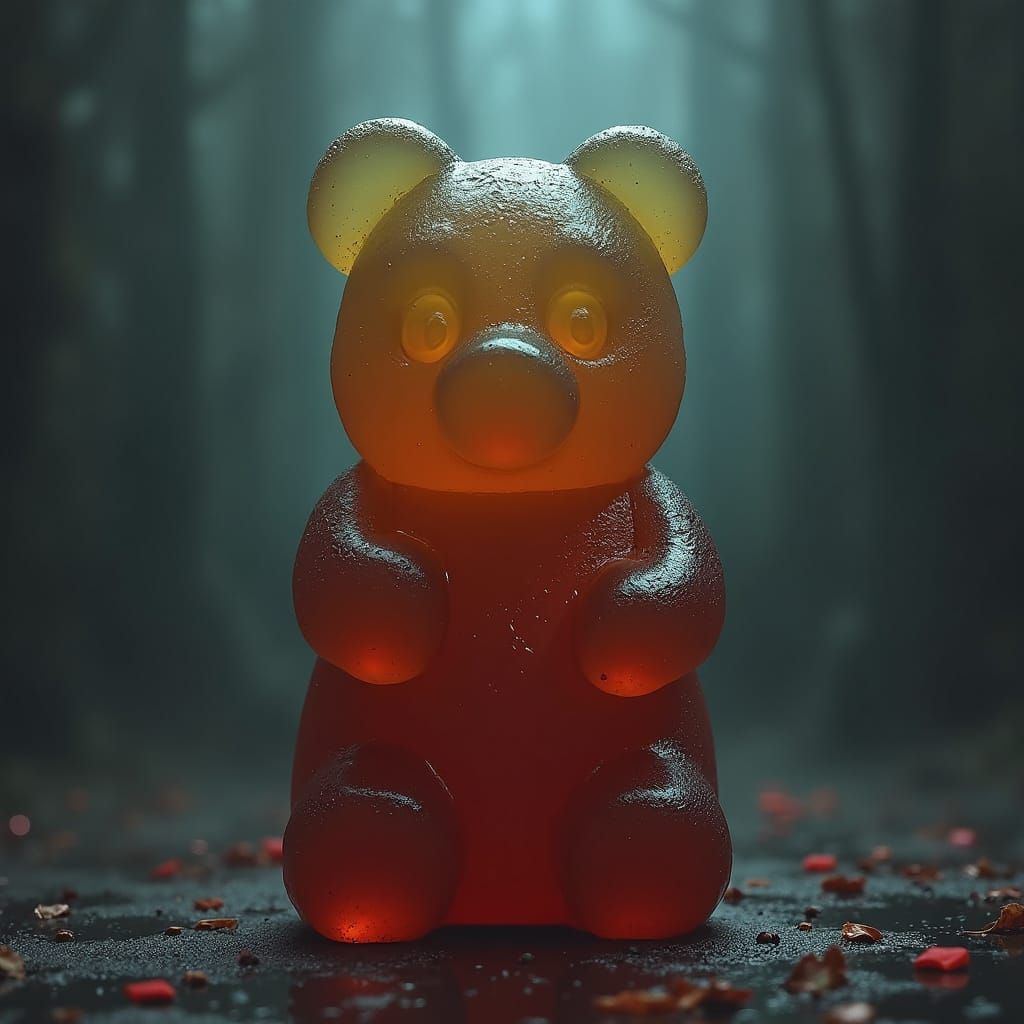 Sinister Gummy Bears in Dark Fantasy Style