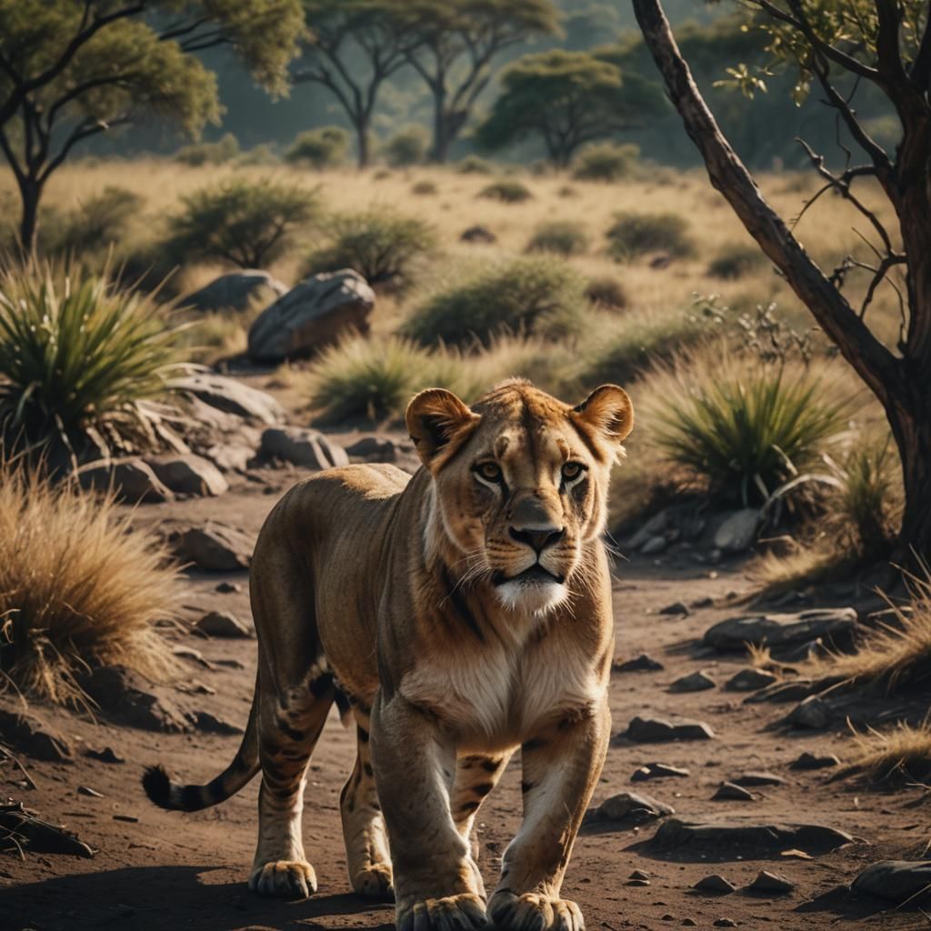 Cinematic Film Still of Simba