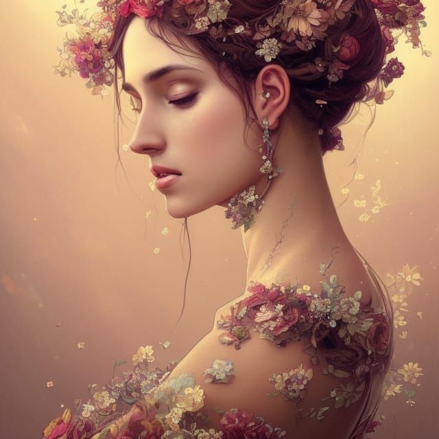 Gorgeous Princess Portrait in Art Nouveau Style