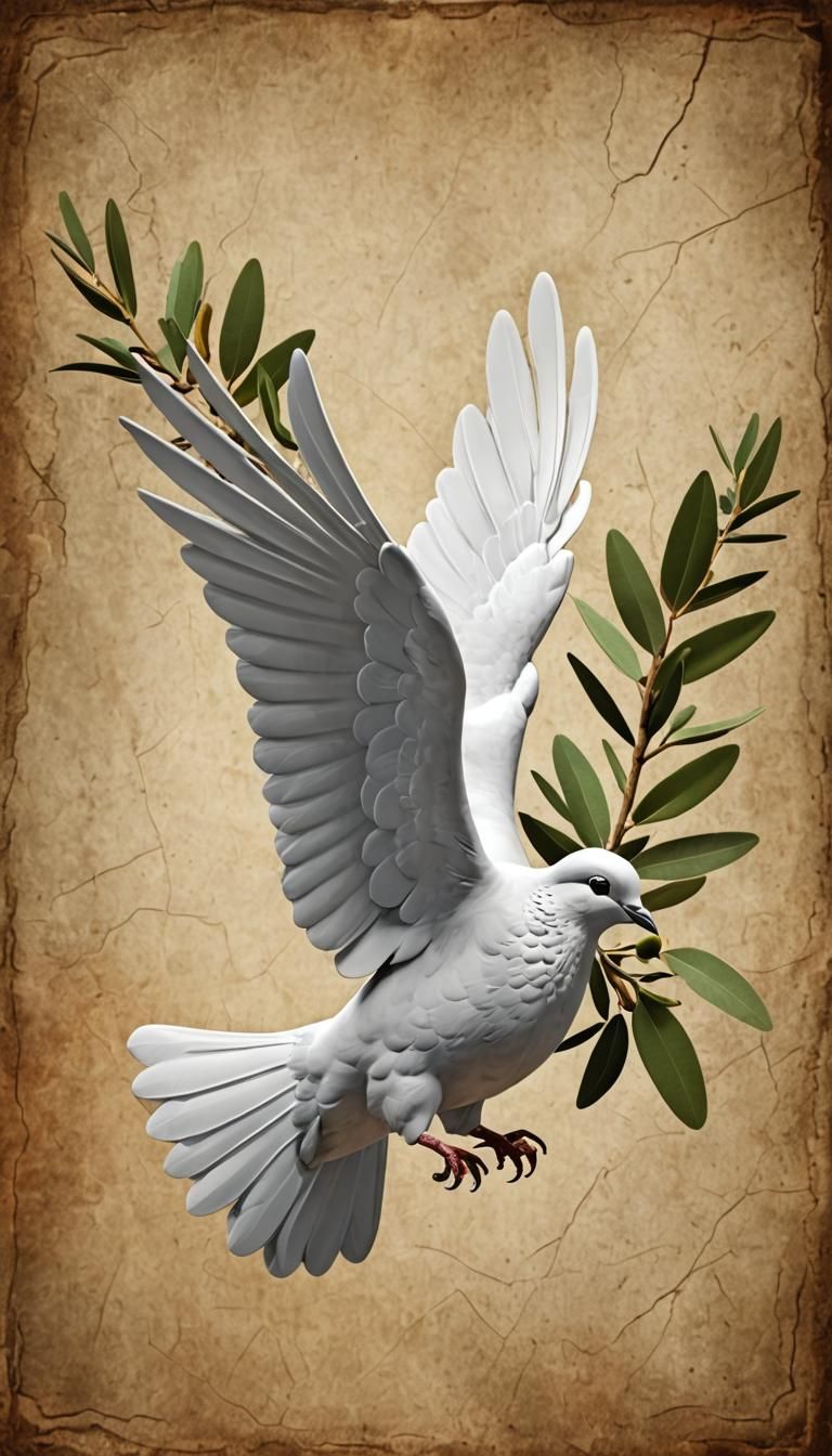 Dove and Olive Branch in 3D