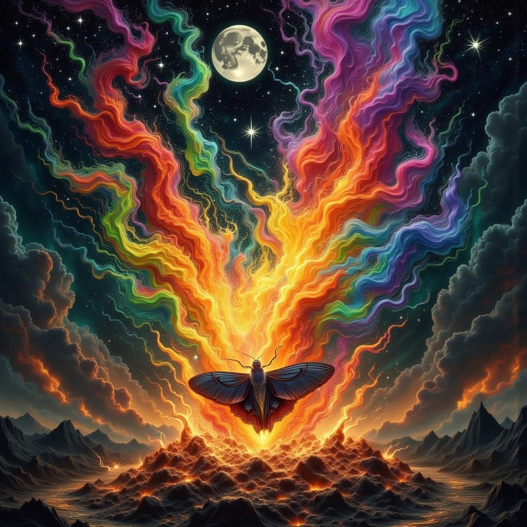 Dark Jewel Fire Tarot Card with Moth