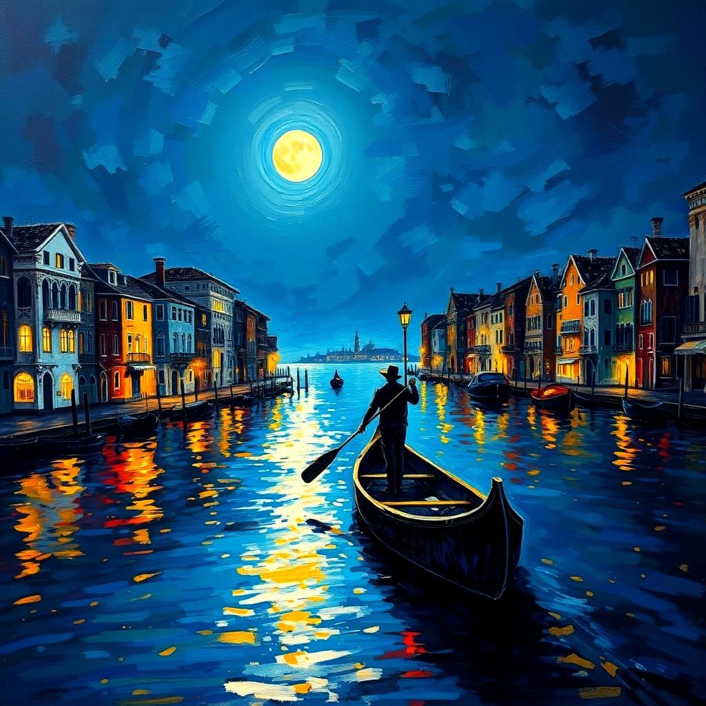 Peaceful Midnight Canoe Ride in Venice