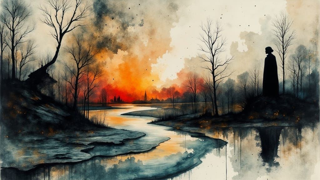 Ink River in Surreal Dreamscape: Photorealistic Concept Art