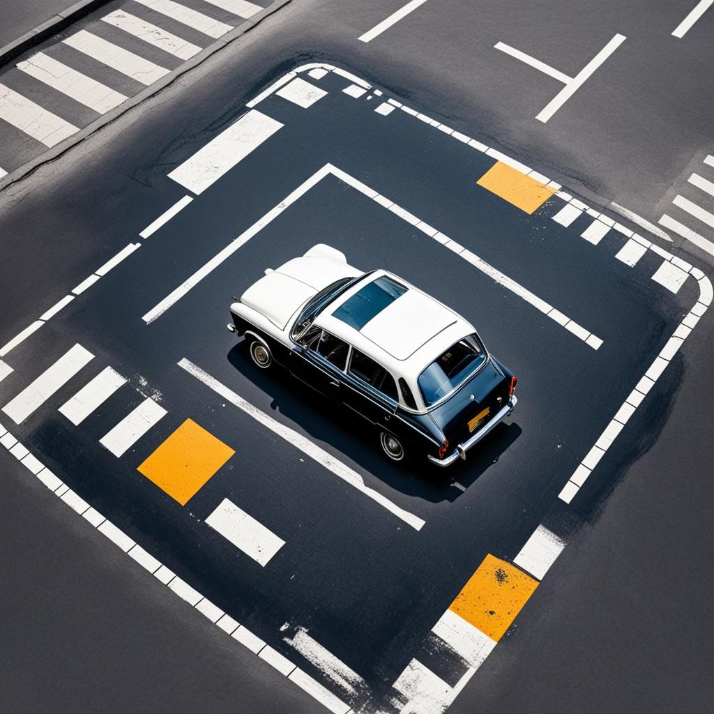 Driving School Car Enters One-Way Street