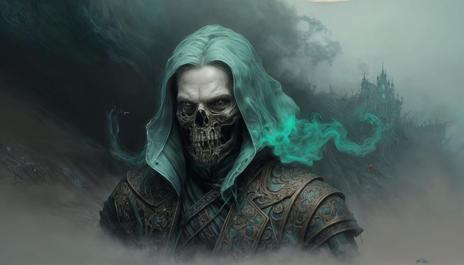 Eerie Dystopian Soul Collector Portrait in Pyrography Style