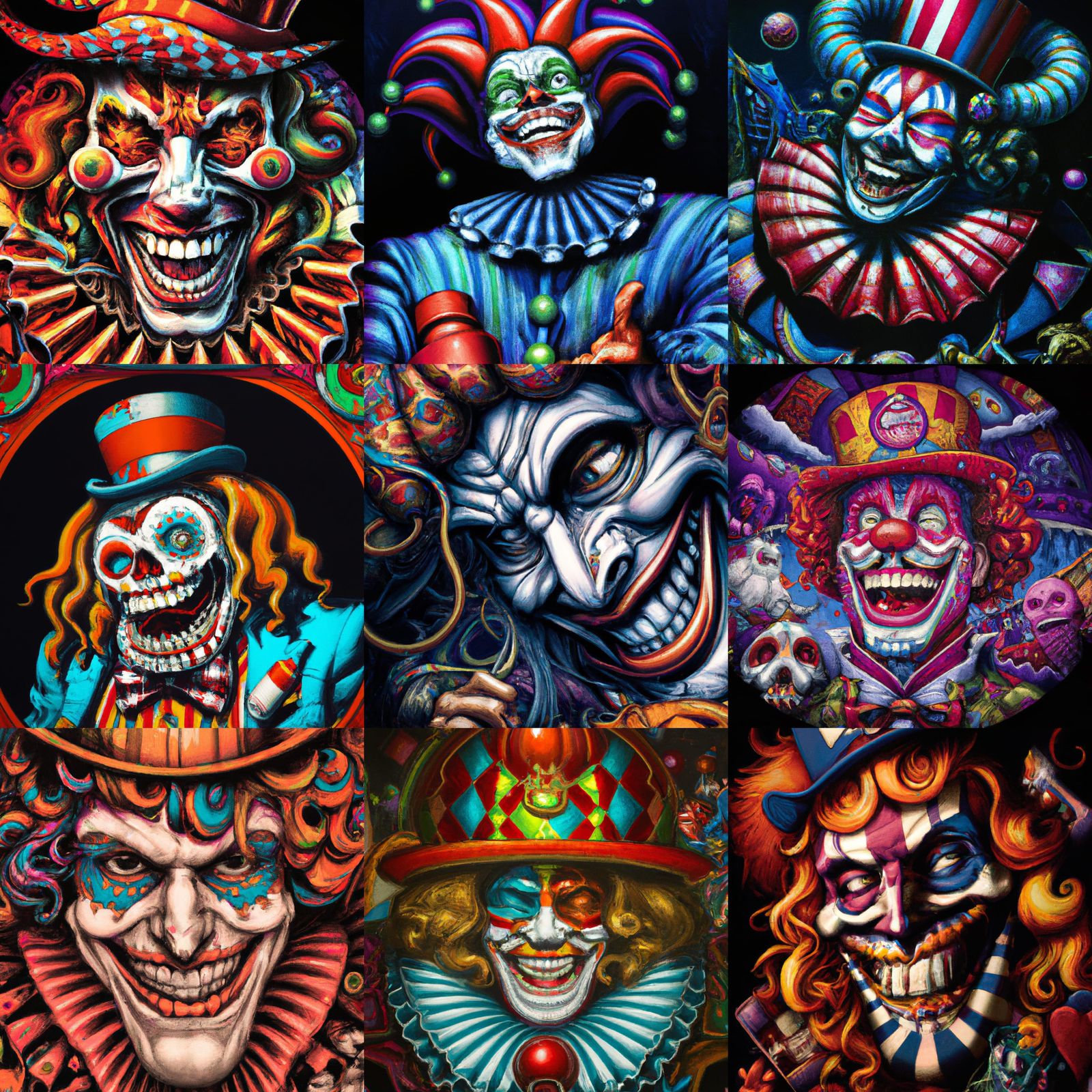 Menacing Clown in Detailed Dark Art Painting