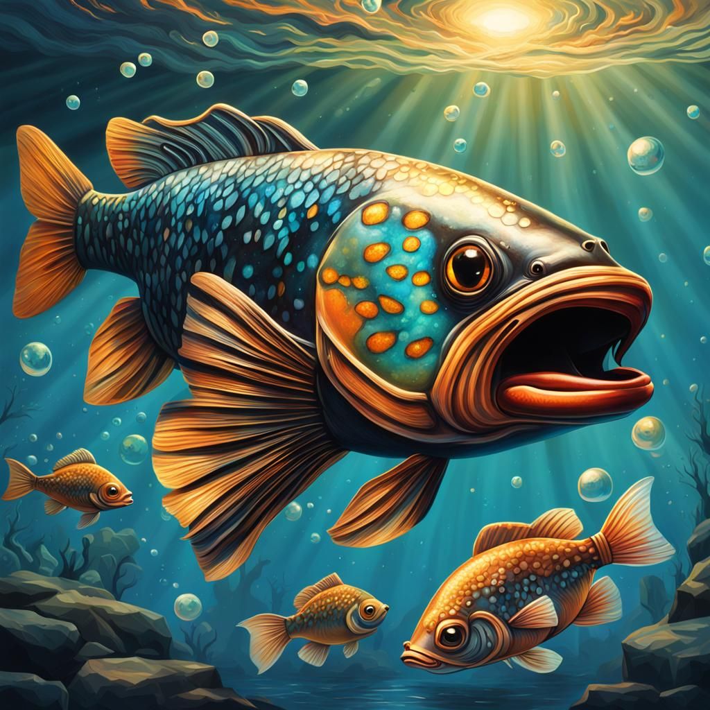 Celestial Pearl Danio Fish in River, Hyperrealistic