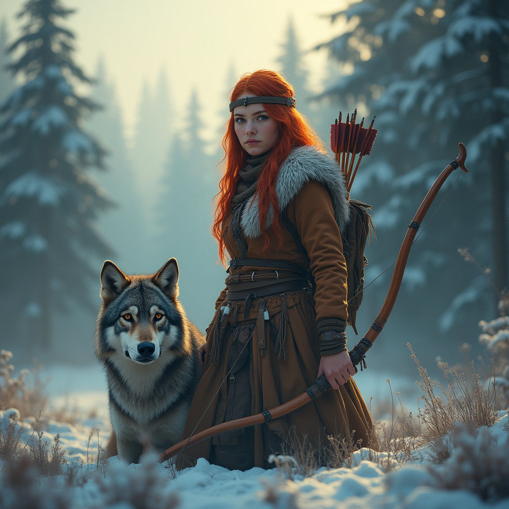 Redhead in Deerskin: Northern Wilderness Digital Art
