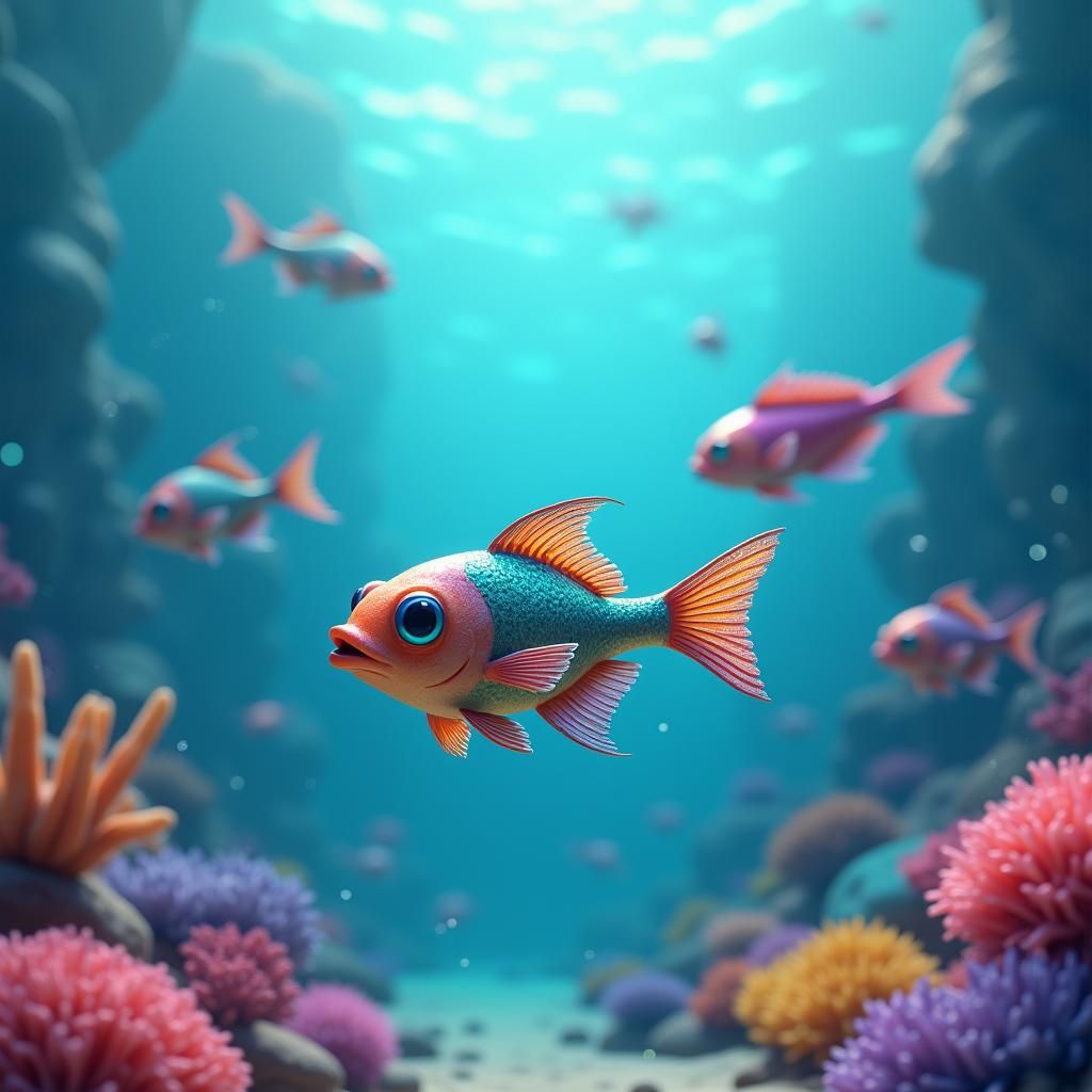Vibrant Fish in Animated 3D Ocean Scene