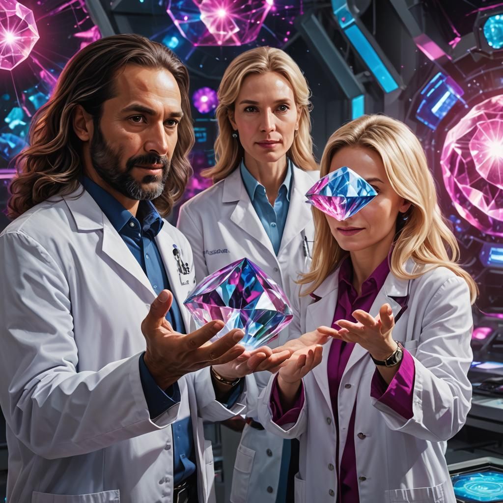 Nassim Haramein Holding Diamond Crystal in Lab