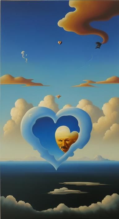 Heart-Shaped Cloud in Surrealist Style