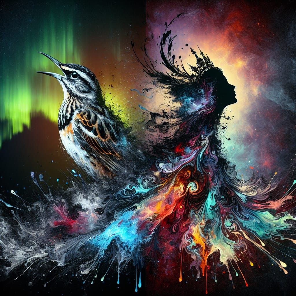 Skylark and Fluid Darkness Double Exposure in 8K