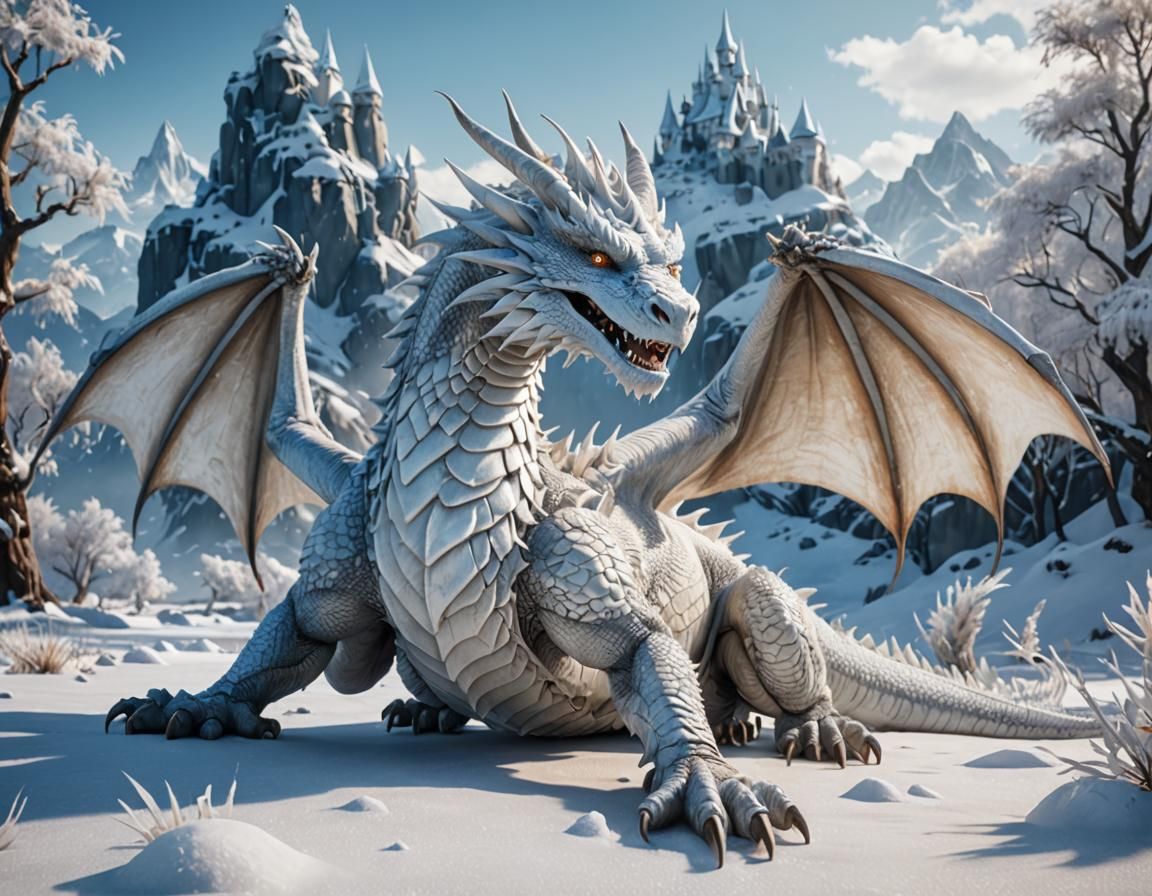 Epic Winter Dragon in 3D Cinematic Style