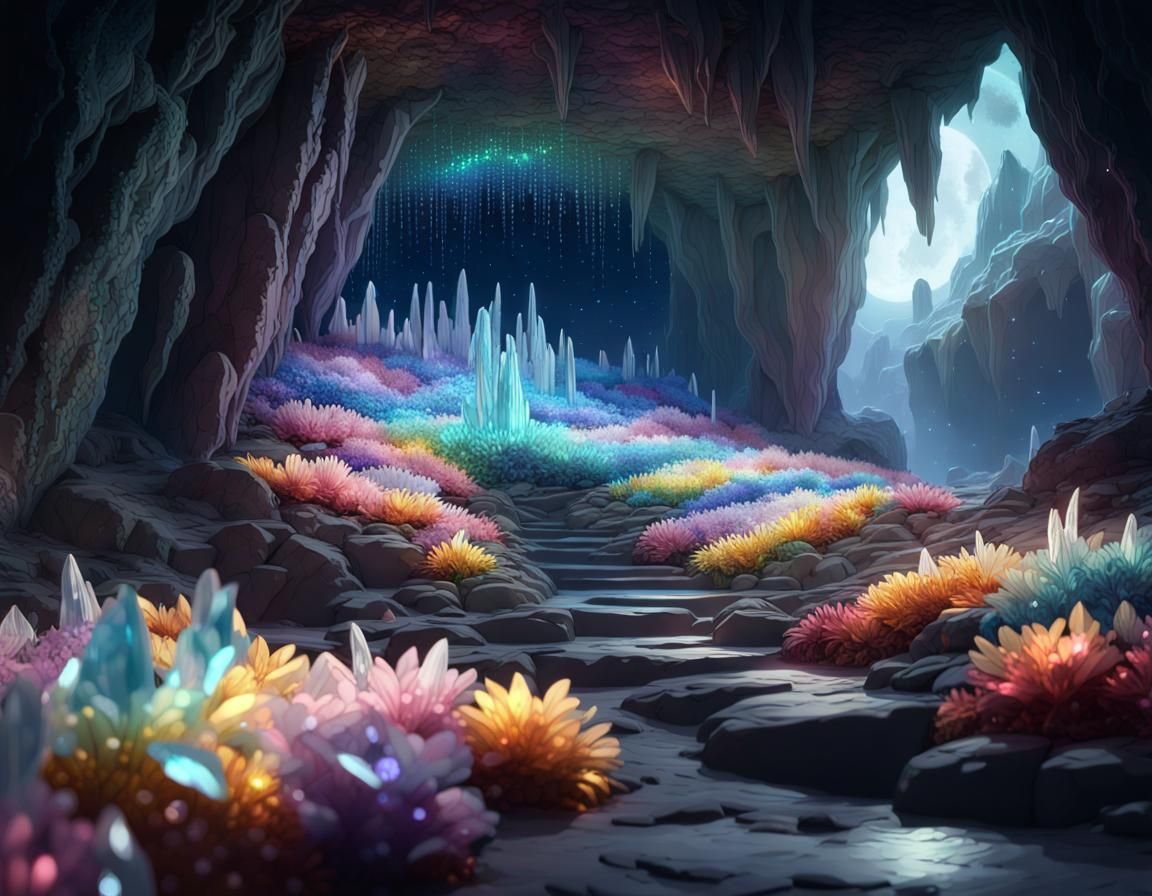 Crystal Flower Cave in Moonlight, Rainbow Constellation