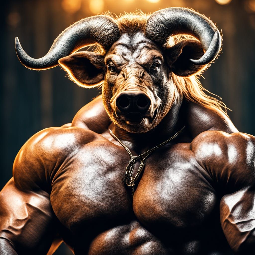 Intricate Dark Fantasy Boar Wrestler Portrait in 8K