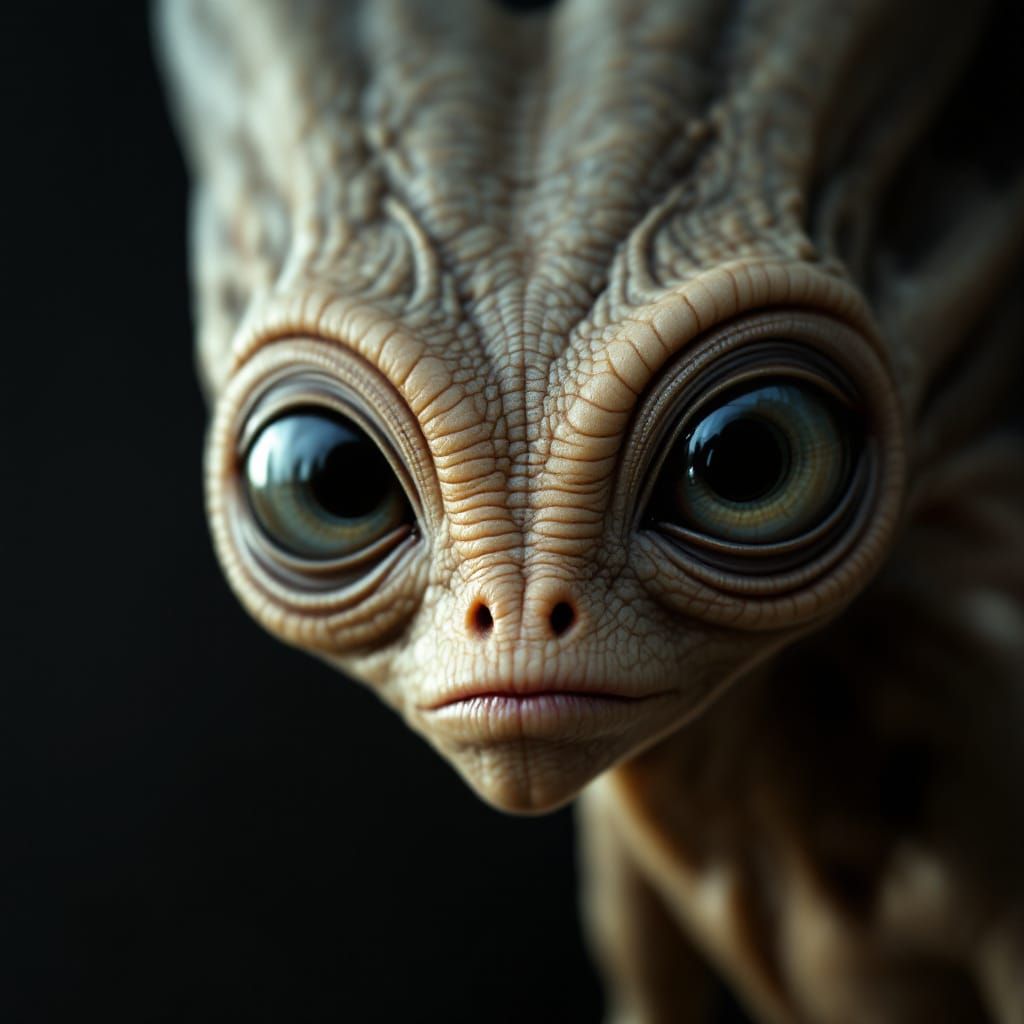 Hyperrealistic Alien Portrait with Many Eyes in Cinematic St...