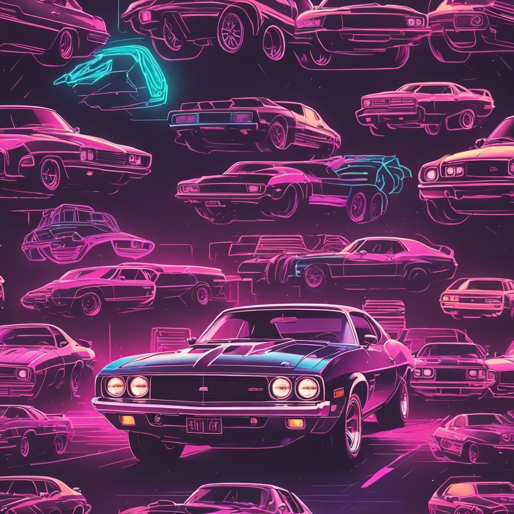 Synthwave Muscle Car: Neon Retro Design