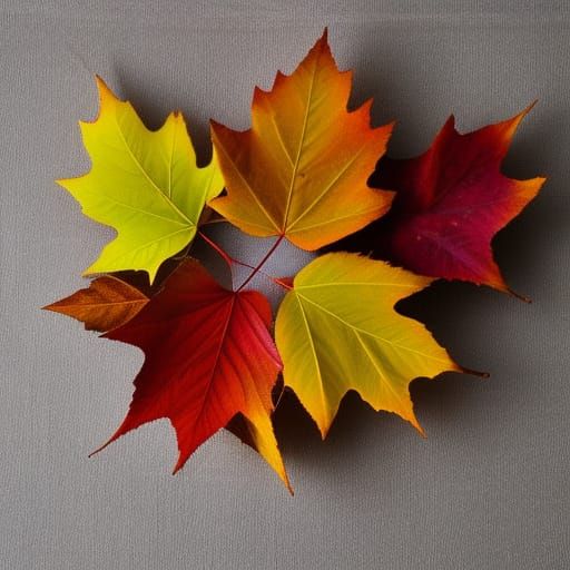 Autumn Leaves in Warm Colors, Sharp Focus