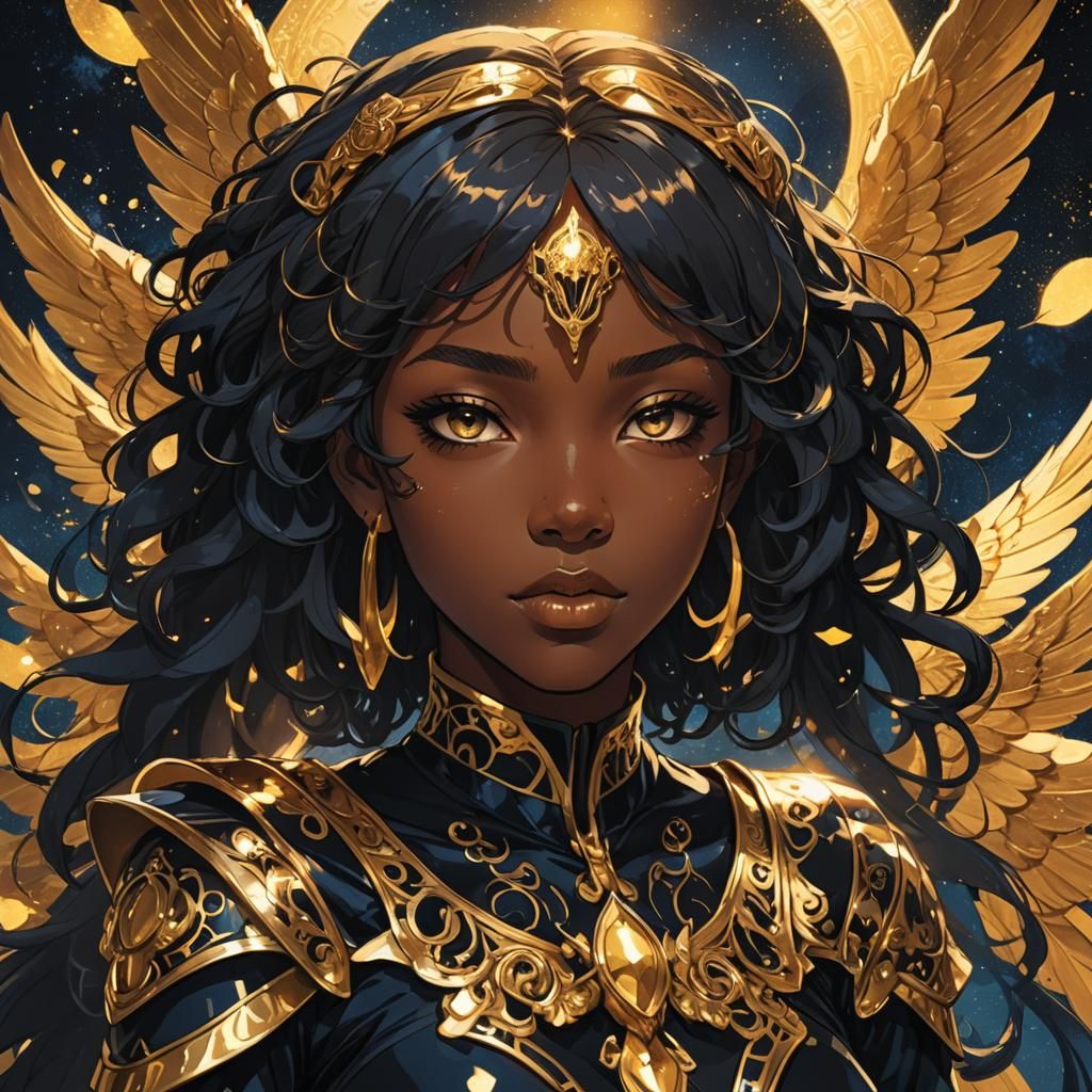 Black Seraphim Girl in Manga Style