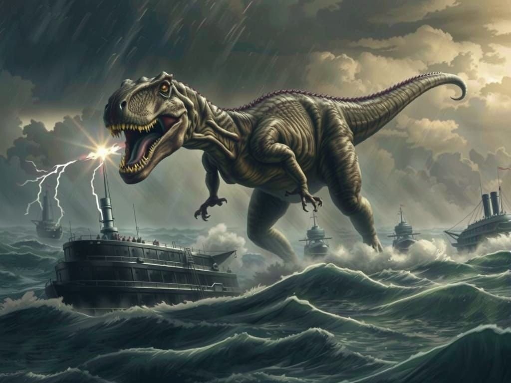 Swimming T-Rex Surprises 19th Century Ironclads