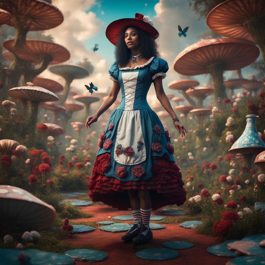 Amerindian Alice in Wonderland: Hyperrealistic Full Body Por...