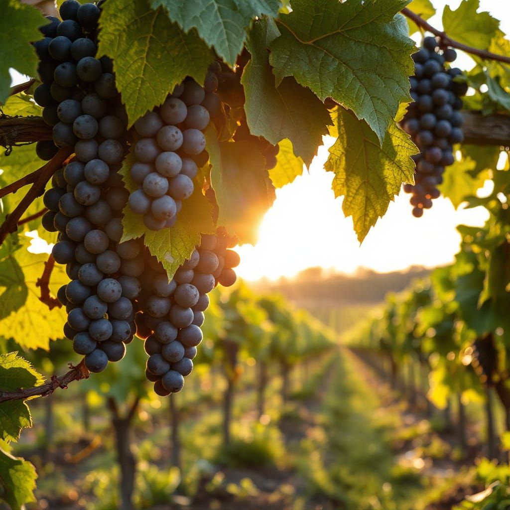Vibrant Vineyard Landscape in a Golden Hour Aesthetic