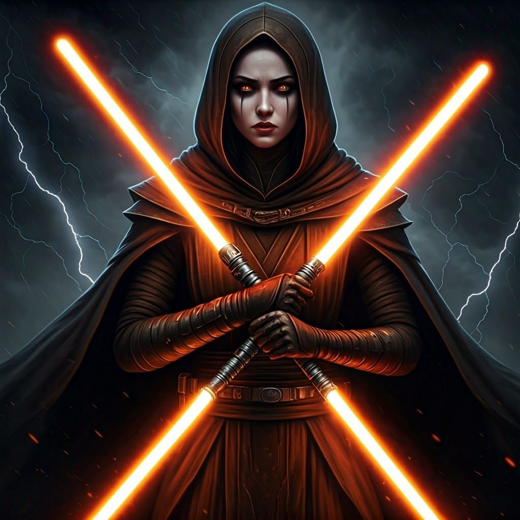 Jedi Knight's Inner Turmoil Under Stormy Skies