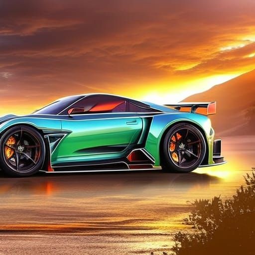 Hyperrealistic Super Car in Splash Art Style