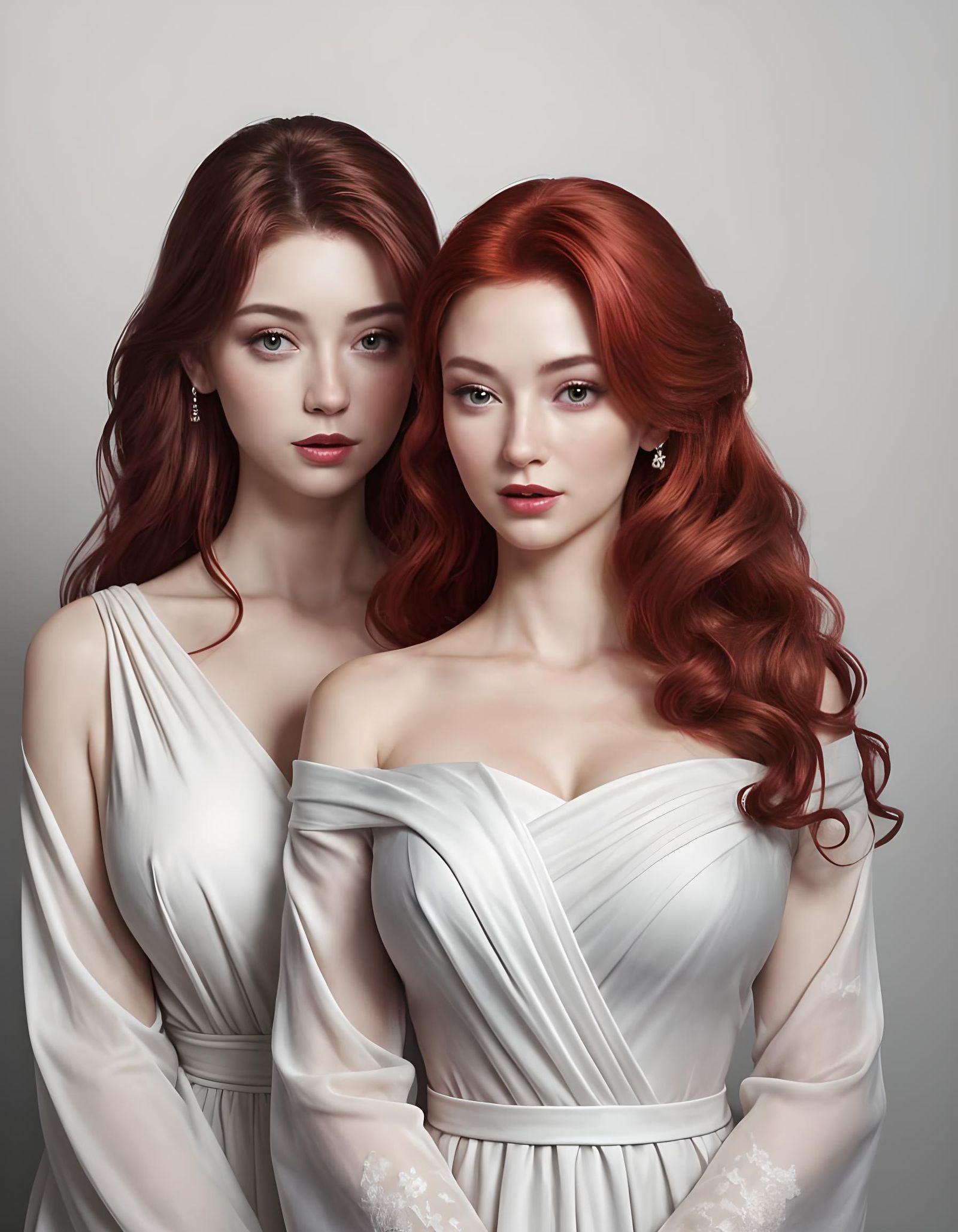 Portrait of Two Women with Crimson Hair