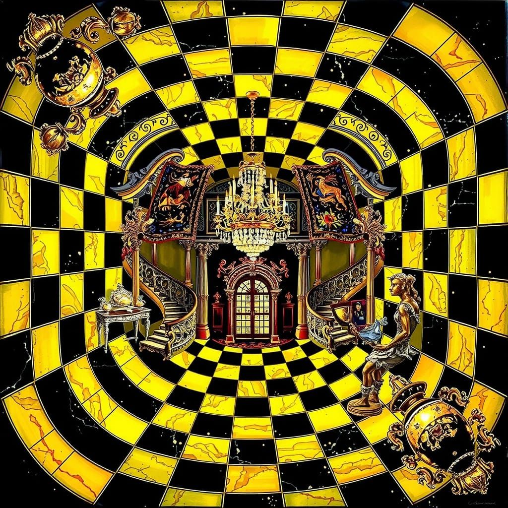 Luxurious Baroque Interior in Warm Golden Light