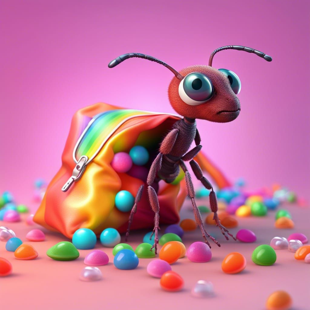 Ant's Candy World: A Hyperrealistic Close-Up