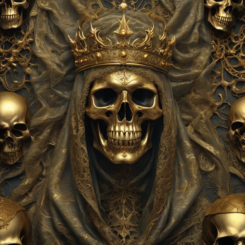 King of Death: Golden Veiled Skull in Virtual Reality