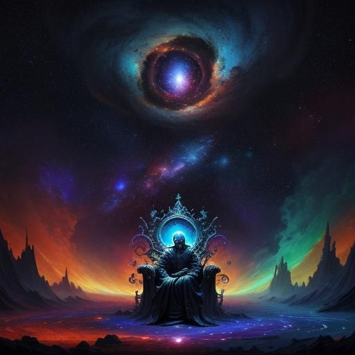 Omniverse God Amidst Collapsing Galaxy Concept Art