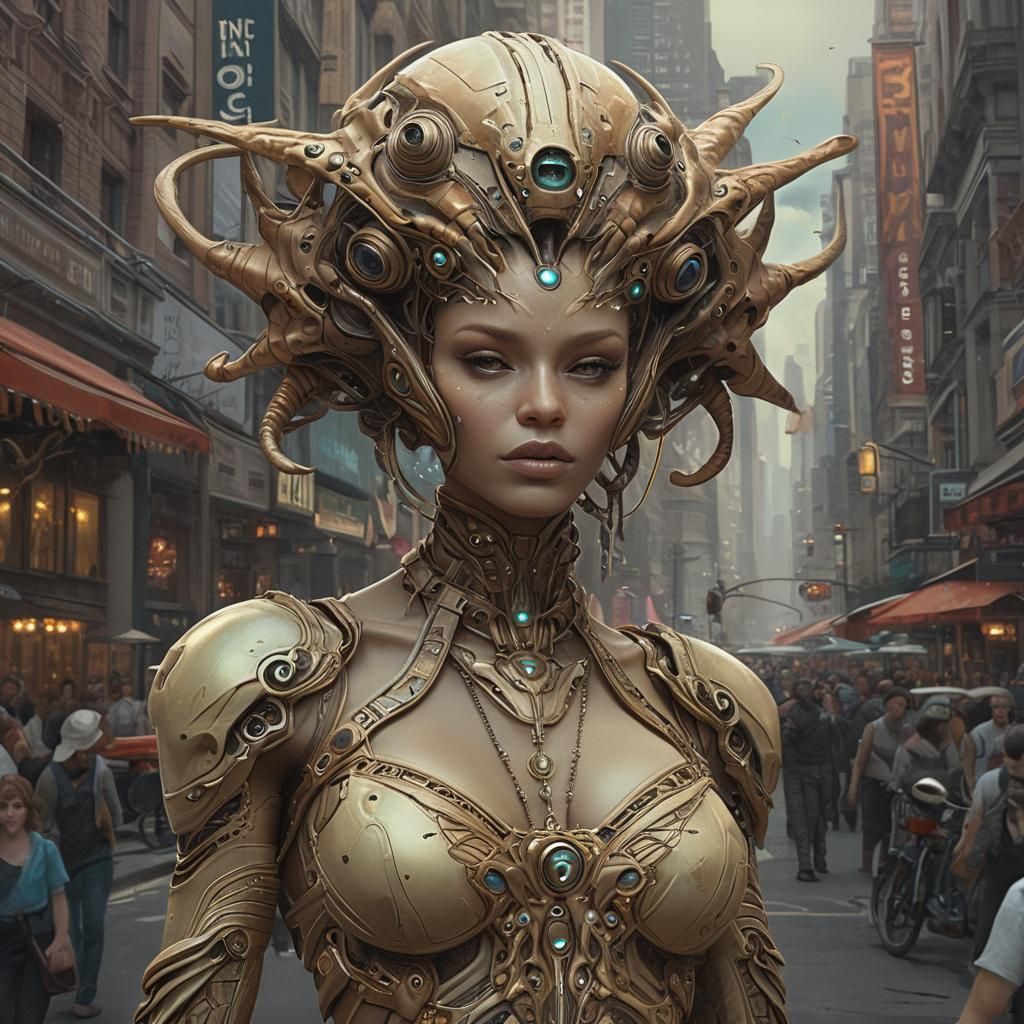 Alien Street Fashion on Exoplanet in Sci-Fi Style