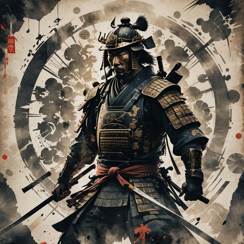Samurai Double Exposure: Symbols of Mastery