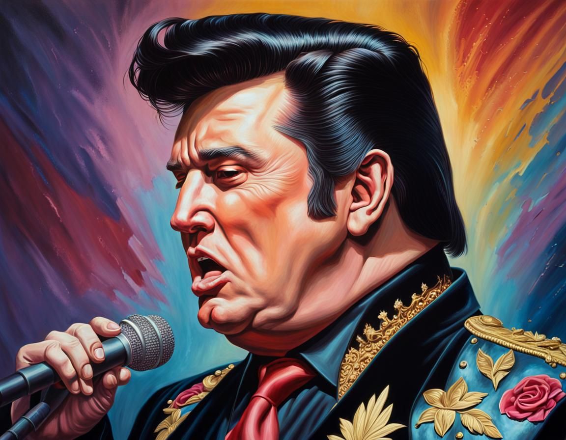 Donald Trump as Fat Elvis in Velvet Painting