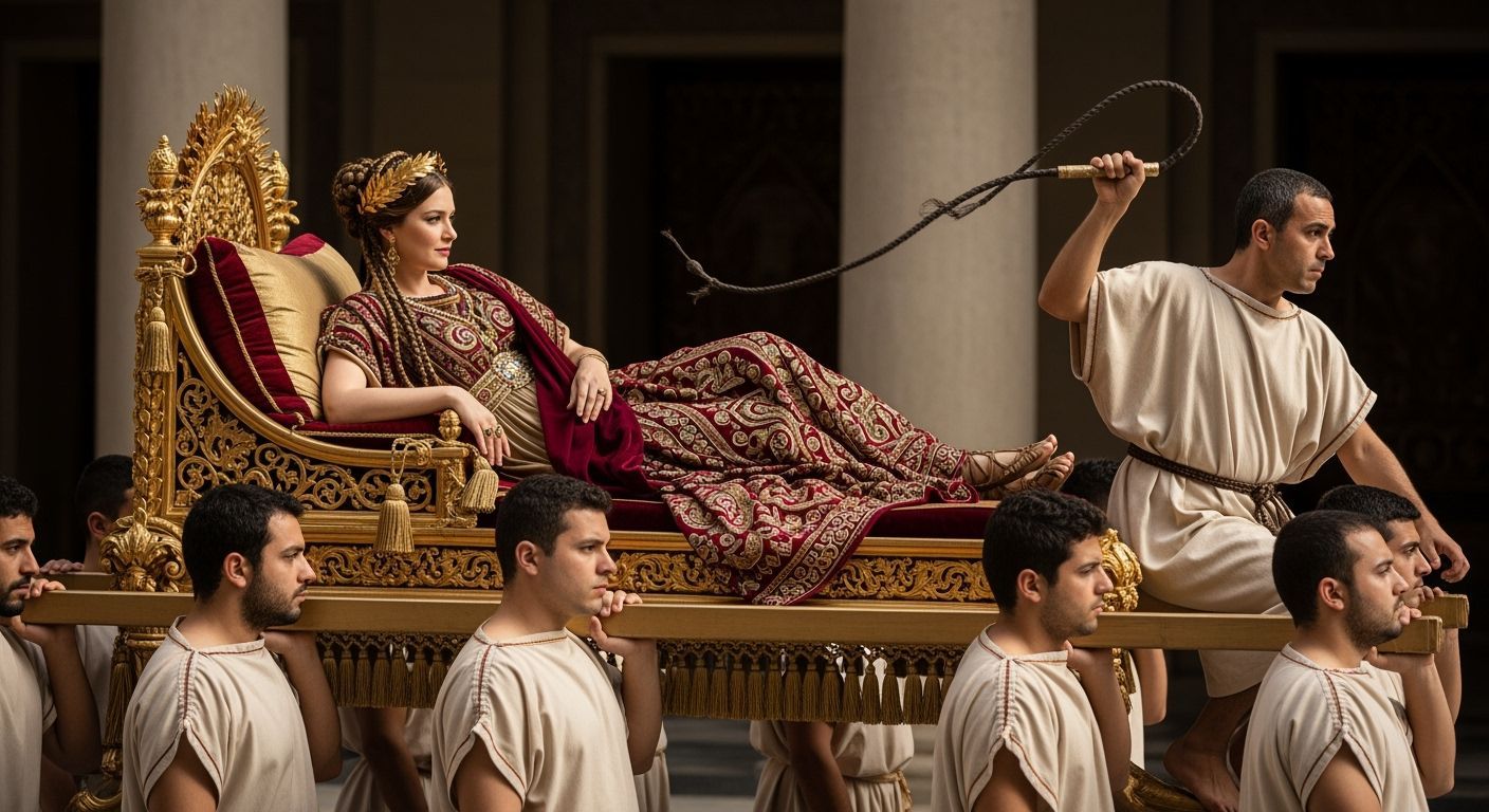Roman Empress on Golden Litter, Classical Opulence
