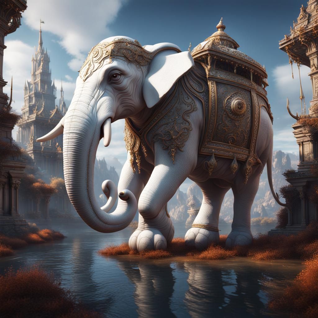 Fantastical White Elephant Concept Art