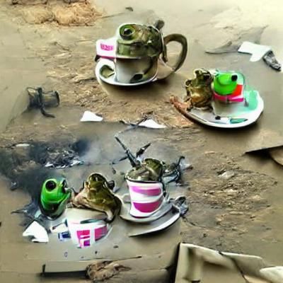 Frogs' Tea Party in War-Torn Hellscape