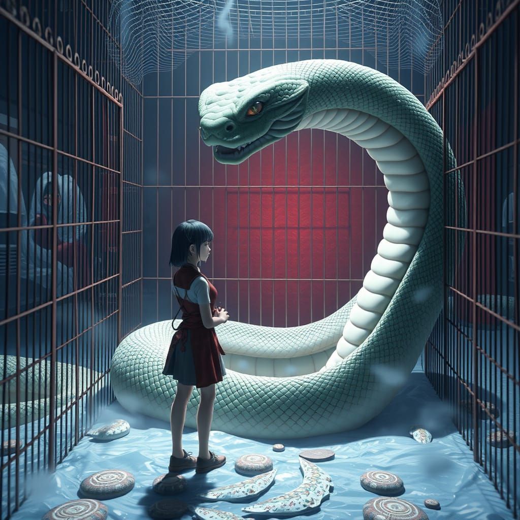 Concerned Woman Visits Trapped Naga in a Massive Cage